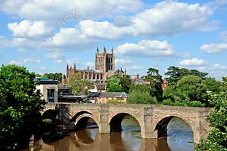 Hereford Cathedral and River Wye.
