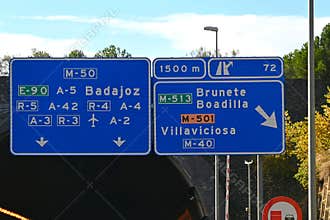 Boadilla Tunnel on the M50 motorway , roadworks at exit 72 ,