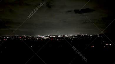 Areal city view of new year's night, celebrating with fireworks. Shot with DJI Mini pro 4 in Auckland, New Zealand