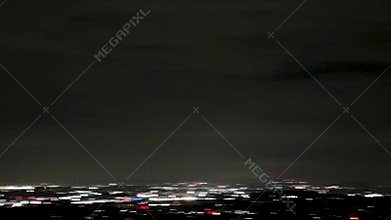 Areal city view of new year's night, celebrating with fireworks