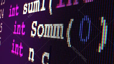 C++ code writing (close up on a TFT screen)