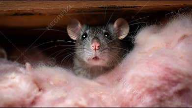 Cute Gray Mice Explore Fluffy Bedding in Their Cozy Habitat During Evening Hours in a Dimly Lit Room