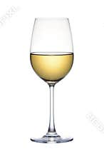 White wine in glass isolated over white background