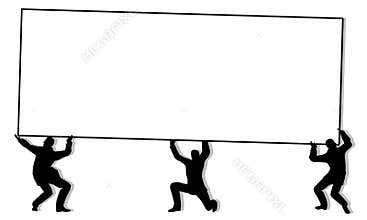 Silhoutte Men Holding Banner or Sign