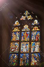 Church icon stained glass window