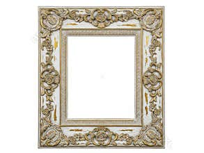 Ornate gold and white picture frame