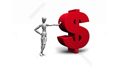 Person Leaning, Red $ Dollar Sign (Loop)