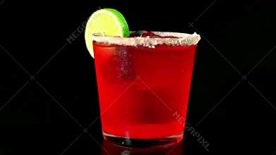 Hibiscus Margarita Tequila Cocktail Served Cold with Floral Notes