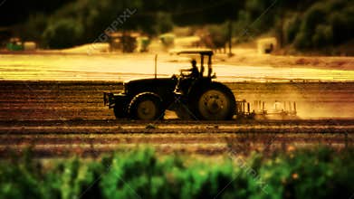 Tractor Plowing Farm