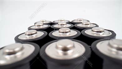 Close up view of AA batteries isolated on white background