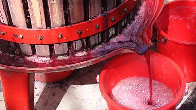 Traditional wooden wine press