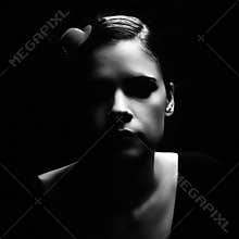 Dark retro noir woman portrait