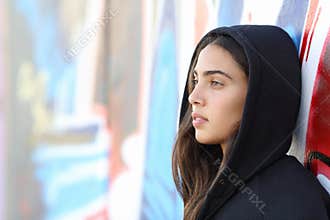 Profile portrait of a skater style teenager girl