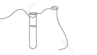 Animated laboratory beaker and test tube one line drawing minimalist chemistry loop