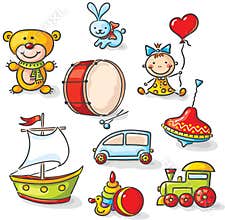 Set of colorful toys