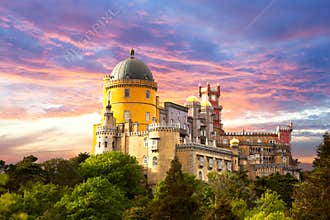 Fairy Palace against sunset sky - Sintra, Portugal, Europe
