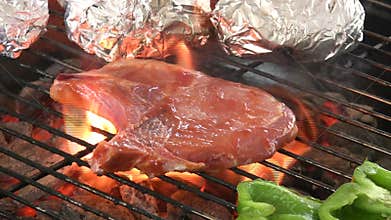 Pork chop on the grill