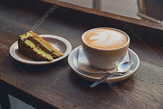 Cafe Latte and a Slice of Cake