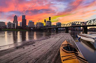 Sunset Landscape of Portland, Oregon, USA.
