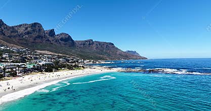 Scenic View of Camps Bay Beach and Twelve Apostles Coastline, Cape Town