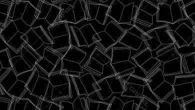 Hand-drawn open books flowing creative seamless loop animation. motion background.