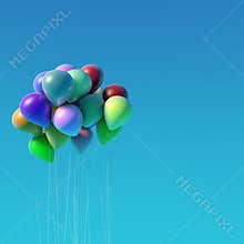 Balloons at Blue Sky Background