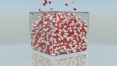 Large number of pills falling down