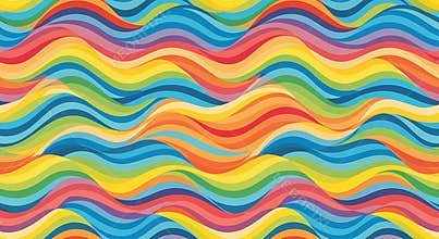 Vector Rainbow Wavy Lines Seamless Pattern Background Design Abstract Colorful Fluid Modern Texture