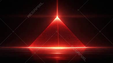 A Stunning Visual Representation of a Radiant Red Pyramid Emerges from the Darkness, Captivating the Viewer with Its Intricate