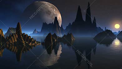 Tower of aliens and three moon