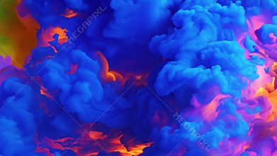 Abstract Blue and Orange Clouds Form and Merge in a Simulated Environment