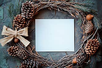 Woodland wreath decorated with pinecones and acorns for a natural touch in home decor