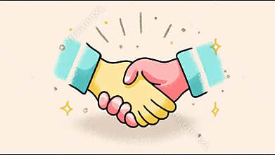 Creative Illustration of a Handshake Symbolizing Partnership and Collaboration in a Colorful Design Setting