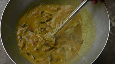 Small Snakehead or Channa orientalis fish curry.