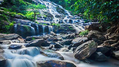 MAEYA Waterfall Famous Cascade Of Inthanon National Park, Chiangmai, Thailand (zoom out)