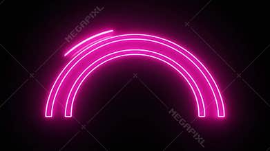 Hot pink neon arc with soft blooming edges and motion blur