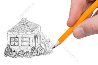 Hand drawing house