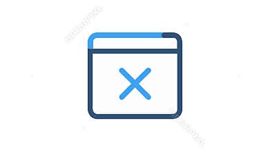 Blue Cancel Icon Within a White Application Window