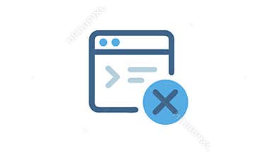 Browser window with code and cancel button icon