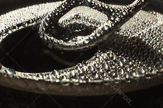 Extreme Macro of Cold Beverage Can with Condensation