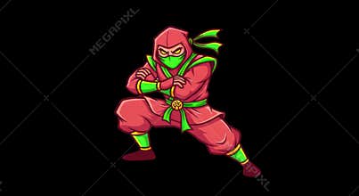 Cartoon Ninja Warrior Ready for Action