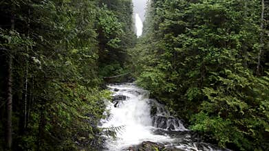Waterfalls in rainy day