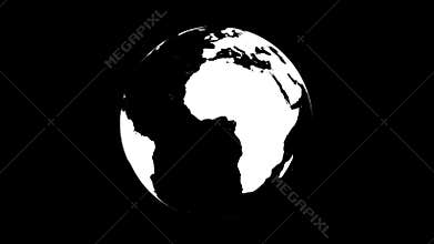 Symbolic Earth Globe Rotating on Black &#x28;Loop with Matte&#x29;