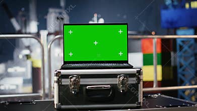 Chroma key on laptop with calibration software used on offshore rig