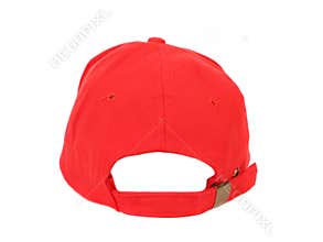 Close up of red cap. Back view.