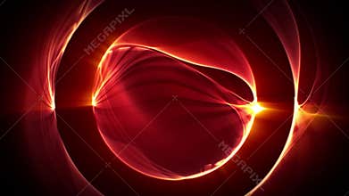 Seamless loop animation of shiny red energy sphere with smooth plasma waves on a dark background