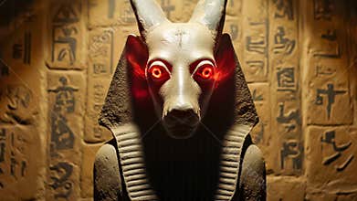 The ancient Egyptian mythical god Anubis, the frightening ancient god of Egypt.