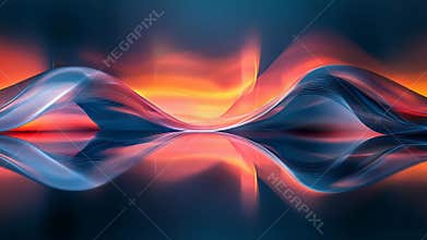 Abstract orange and blue energy waves reflecting