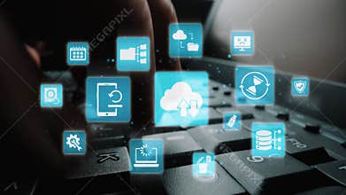Data backup cloud system network connection concept Funnel