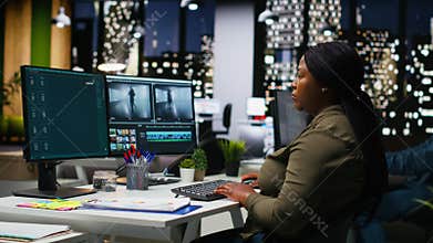 African american videographer working in video production industry